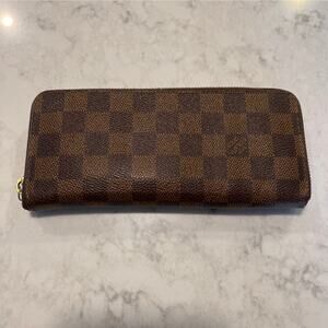 Vintage Louis Vuitton Authentic‎ Damier Ebene Clemence Zippy Wallet